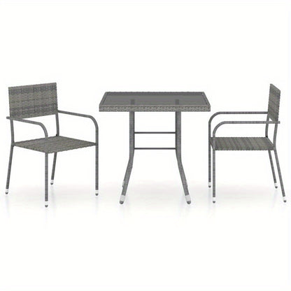 Buiten Eettafelset – Buitentafelset – Tuinset – Balkonset – Kampeertafel – Roestvrij Staal – Weerbestendig – Stevige Zuilbasis - Grijs