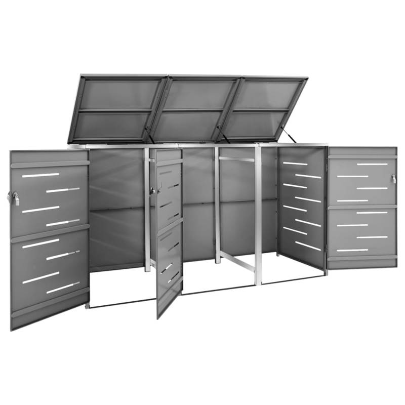 Afvalcontainer – Vuilnisbak – Kliko – Buitenprullenbak – Afvalemmer – Roestvrij Staal & Verzinkt Staal – 3 Ton Capaciteit 207x77,5x115 cm