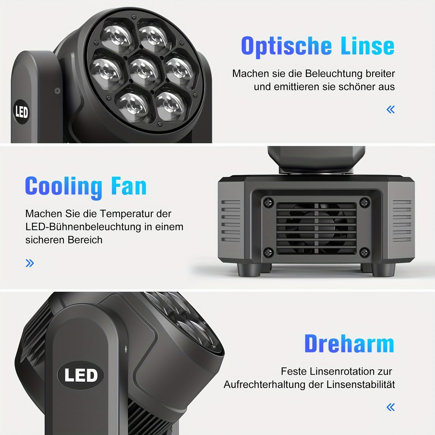Moving Head – LED Movinghead – Podiumverlichting – Disco Licht – Feestverlichting – 7x50W RGBW Bee Eye Beam+Wash – DMX512 Besturing – Zoomfunctie