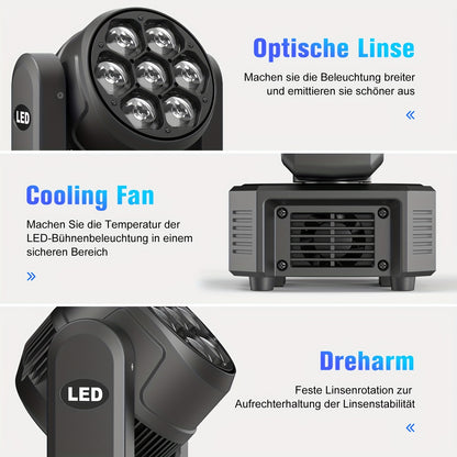 Moving Head – LED Movinghead – Podiumverlichting – Disco Licht – Feestverlichting – 7x50W RGBW Bee Eye Beam+Wash – DMX512 Besturing – Zoomfunctie