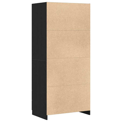 Kledingkast – Garderobekast – Opbergkast – Kleerkast – Dichte Kast – Zwarte Eikenlook – Compact 80x52x180 cm – Mat Composiethout