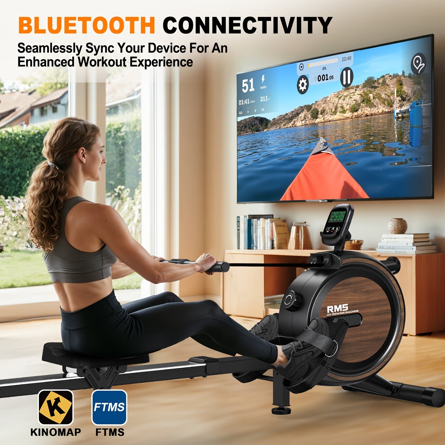 Quiet Magnetic Rowing Machine with 16-Level Adjustable Resistance - Foldable Home Gym Equipment, 150kg Weight Capacity, Magnetic Resistance System for Full-Body Workout, Cardio & Strength Training, Space-Saving Design, Batter