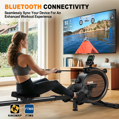 Quiet Magnetic Rowing Machine with 16-Level Adjustable Resistance - Foldable Home Gym Equipment, 150kg Weight Capacity, Magnetic Resistance System for Full-Body Workout, Cardio & Strength Training, Space-Saving Design, Batter