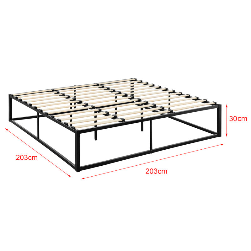 Bedframe – Metalen Bed – Bedframe Met Lattenbodem – Stabiel Bed – Tweepersoonsbed – Zwart – Stevig Gecoat Staal – Onderhoudsvriendelijk