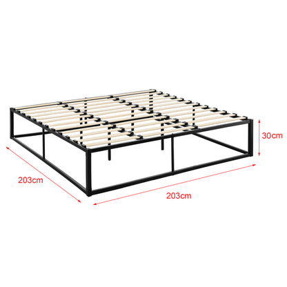 Bedframe – Metalen Bed – Bedframe Met Lattenbodem – Stabiel Bed – Tweepersoonsbed – Zwart – Stevig Gecoat Staal – Onderhoudsvriendelijk