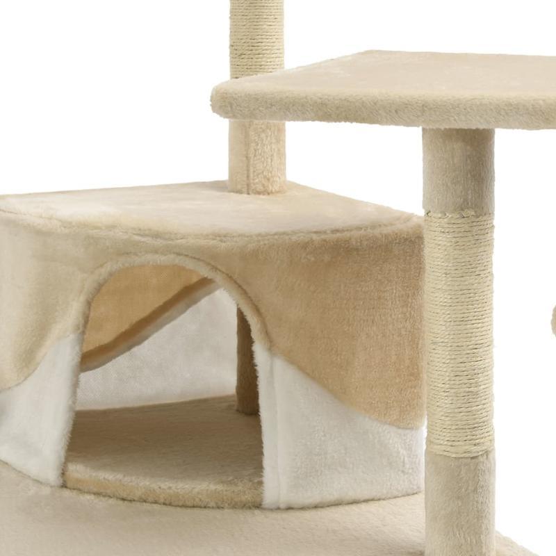 Kattenklimrek – Krabpaal – Kattenmeubel – Kattenhuis – Klimpaal – Stabiel en Duurzaam – 203 cm Hoog – Beige