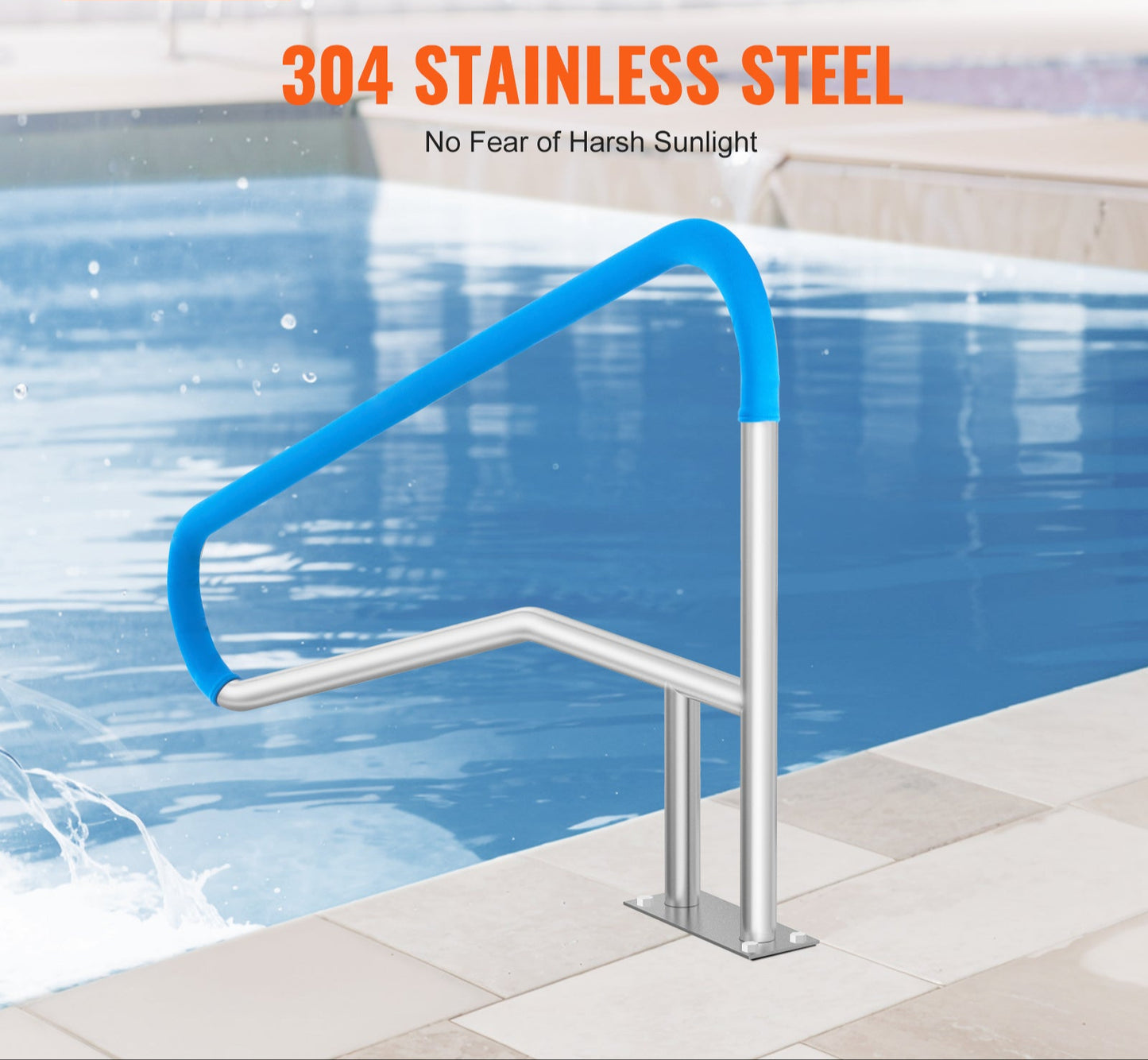 Zwembadtrap – Zwembadladder – Zwembadhandgreep – Poolrail – Roestvrijstalen Handgreep – 55 x 32 Inch – Duurzaam 304 RVS – Antislip Veiligheid