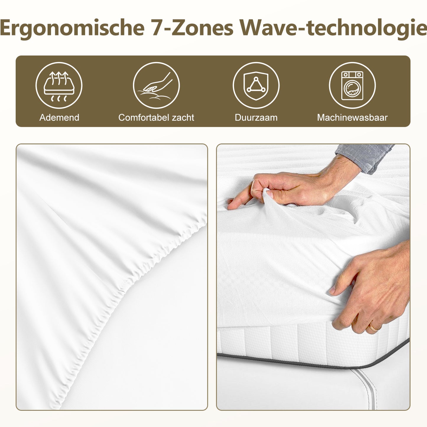 Matras – Pocketveer Matras – Tweepersoonsmatras – Eenpersoonsmatras – Logeermatras – 7-Zone Pocketvering – Stevig Support – Ademend Katoenen Hoes – 90x200 cm