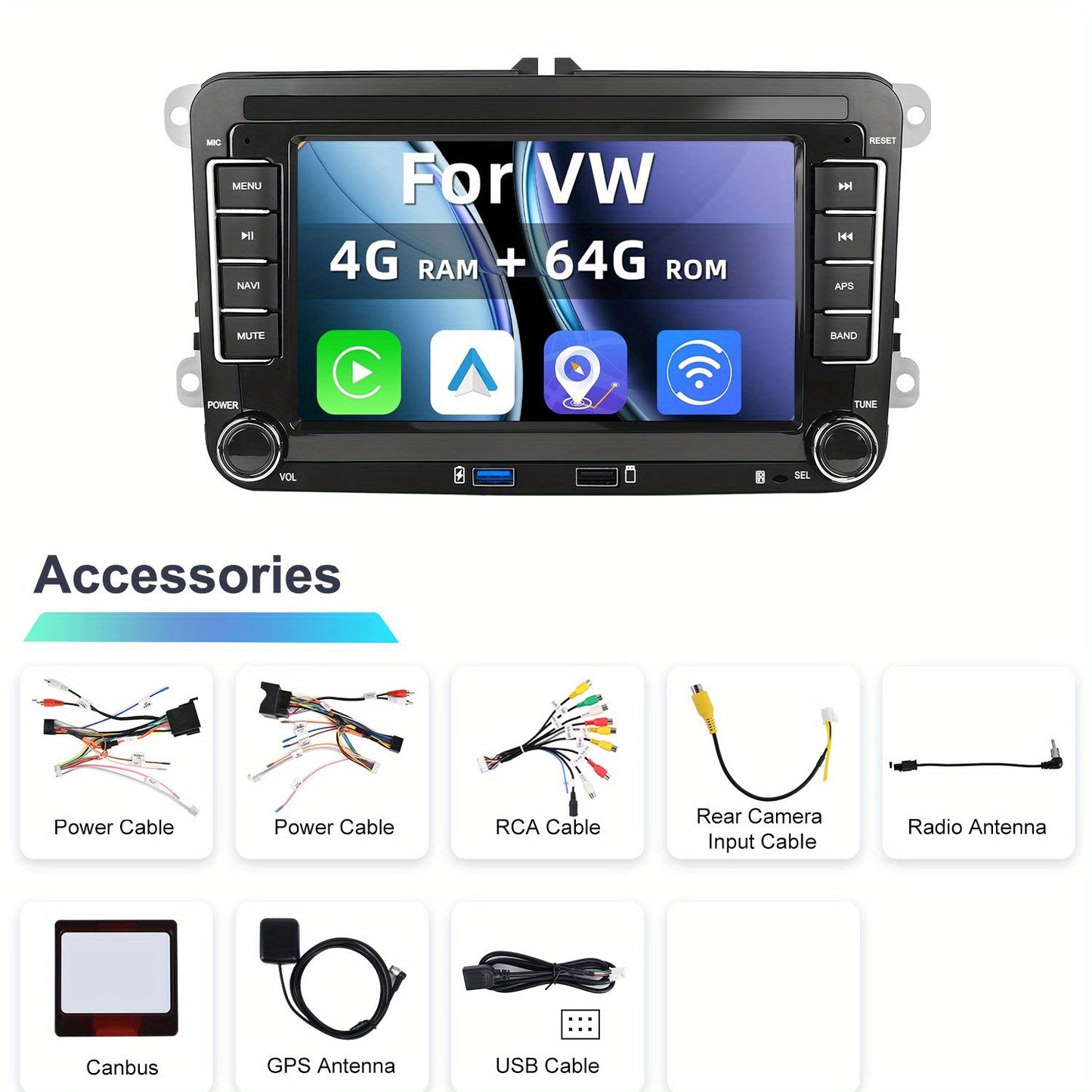 Android 15 Autoradio – Car Radio – Double Din Stereo – Multimedia Systeem – GPS Navigatie – 7 Inch Capacitive Touchscreen – 8-Core Processor – WiFi & Bluetooth 5.0