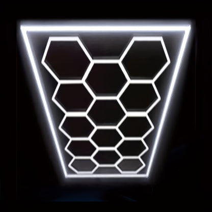 plafondlamp garage – garageverlichting – werkplaatslamp – hexagon lamp – led plafondlamp – 14-delige hexagonale honeycomb lamp – 680W 72420 lumen – koel wit 6500K energiezuinig