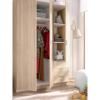 Wardrobe 3 Doors in Front of Astru, Mobile Hangers for Bedroom, 3-Drawer Wardrobe, 121X52H184 Cm, Available in 3 Colors