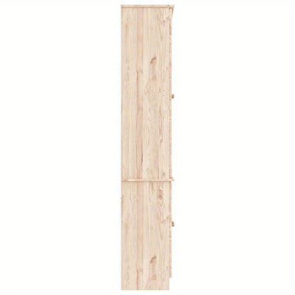 Vitrinekast – Vitrinekastje – Glaskast – Displaykast – Toonbankkast – Massief Dennenhout – Warme Bruine Kleur – 186,5x77x35 cm Compact Ontwerp