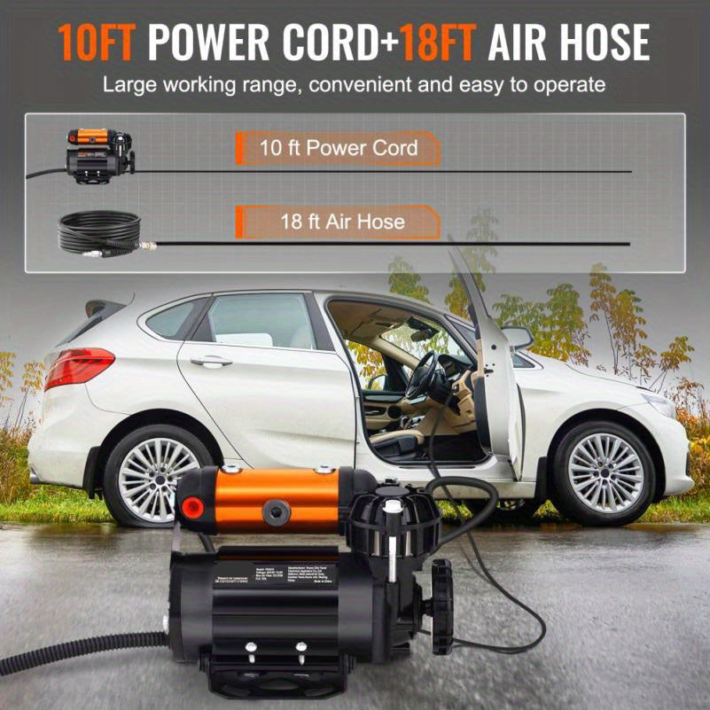 Luchtcompressor – Draagbare Compressor – Bandenpomp – 12V Compressor – Compact – 150 PSI – Roestvrij Staal