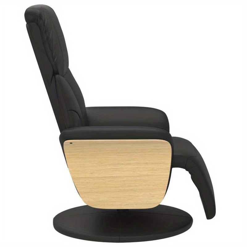 Fauteuil – Stoel – Relaxfauteuil – Loungestoel – Zwarte Verstelbare Fauteuil – Kunstleer – Met Metalen Frame – Ingebouwde Voetensteun