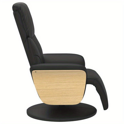 Fauteuil – Stoel – Relaxfauteuil – Loungestoel – Zwarte Verstelbare Fauteuil – Kunstleer – Met Metalen Frame – Ingebouwde Voetensteun