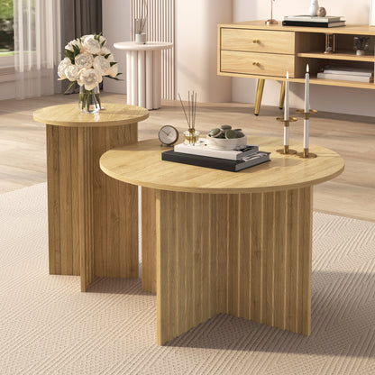 Salontafel – Koffietafel – Bijzettafel – Woonkamertafel – Tafeltje – Scandinavisch Design – Nesting Set – Rond – Metaal – Ruimtebesparend – Duurzaam