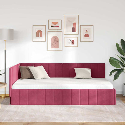 Bedframe – Bed – Eenpersoonsbed – Slaapbank – Kinderbed – Blauw Velvet Hoofdbord – Stevig Plaatmateriaal – Lattenbodem 80x200 cm