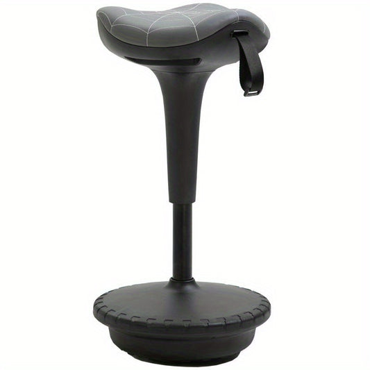 Ergonomische Kruk – Zwenkkruk – Werkkruk – Bureaustoel – Verstelbare Kruk – Verstelbare Hoogte 65,5-83,5 cm – Kantelbare Zitting 120° – Grijs – PVC Frame – Leren Bekleding