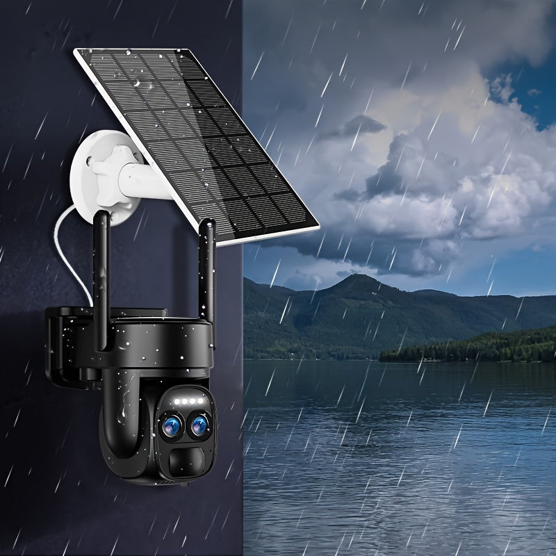 Solar Beveiligingscamera – Slimme Beveiligingscamera – Draadloze Camera – Buiten Camera – 360° Panoramisch Zicht – 2K HD Beeldkwaliteit