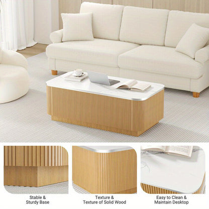 Salontafel – Koffietafel – Bijzettafel – Woonkamertafel – Sidetable – Mid-Century Modern – Hardhouten Materiaal – Met Verborgen Opbergruimte 100 cm