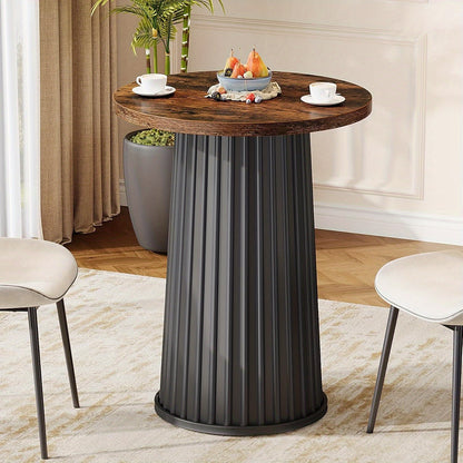 Ronde Eettafel – Kleine Keukentafel – Bistrotafel – Eettafel Voor 2 Personen – Compacte Tafel – Massief Houten Blad – Metalen Onderstel – Diameter 60 cm – Krasbestendig & Makkelijk Te Reinigen