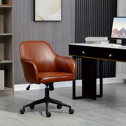 Verstelbare Bureaustoel – Bureaustoel Kantoorstoel – Werkstoel – Bureau Kruk – Ergonomisch – Verstelbare Zithoogte 93-101 cm – Draagvermogen 120 kg – Donkerbruin Kunststof Frame – Aluminium Onderstel – 4 Wieltjes Roterend