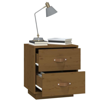 Bedside tables 2 st 40x34x45cm Solid grenenwood honingbruin Removable, suitable for indoor use and suitable for all seasons