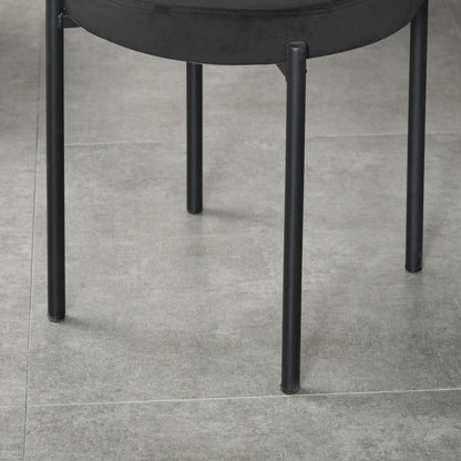 Eetkamerstoel – Stoel – Kuipstoel – Meubel – Zitstoel – Zwarte Velvet Bekleding – Stapelbaar & Lichtgewicht – 41,5x41,5x46 cm