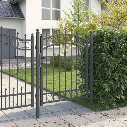 Hekpoort met spijkers Grijs 150 x 100cm Poedercoated staal Safe and strong, easy to install, Outdoor Fencing, Sturdy Barrier, Strong Metal, Outdoor Enthusiasts