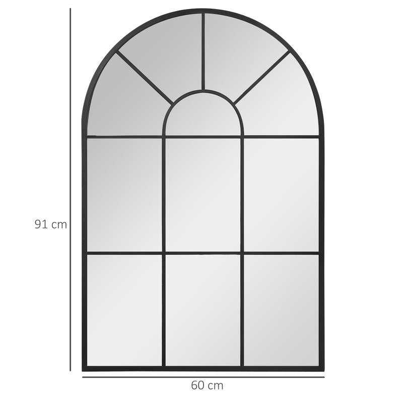 Wandspiegel – Ramen Spiegel – Hangspiegel – Interieur Spiegel – Verticale Spiegel – Metalen Frame – 91x60 cm – Zwart – Smalle Diepte 2 cm