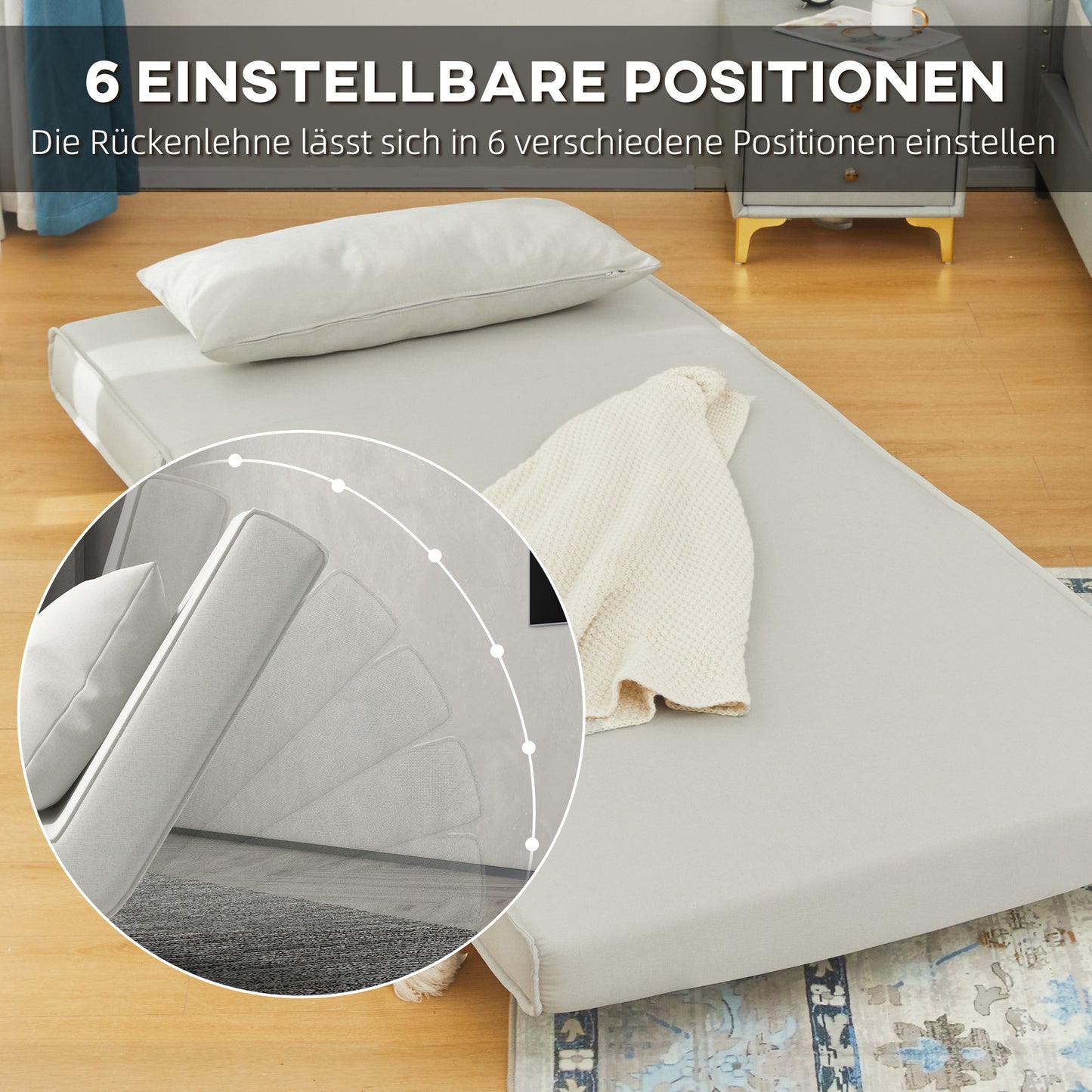 Slaapbank – 2-in-1 Slaapstoel – Bedbank – Loungestoel – Fauteuil – Verstelbare Rugleuning – Compact Formaat 94x78x80 cm – Scandinavisch Design Creme