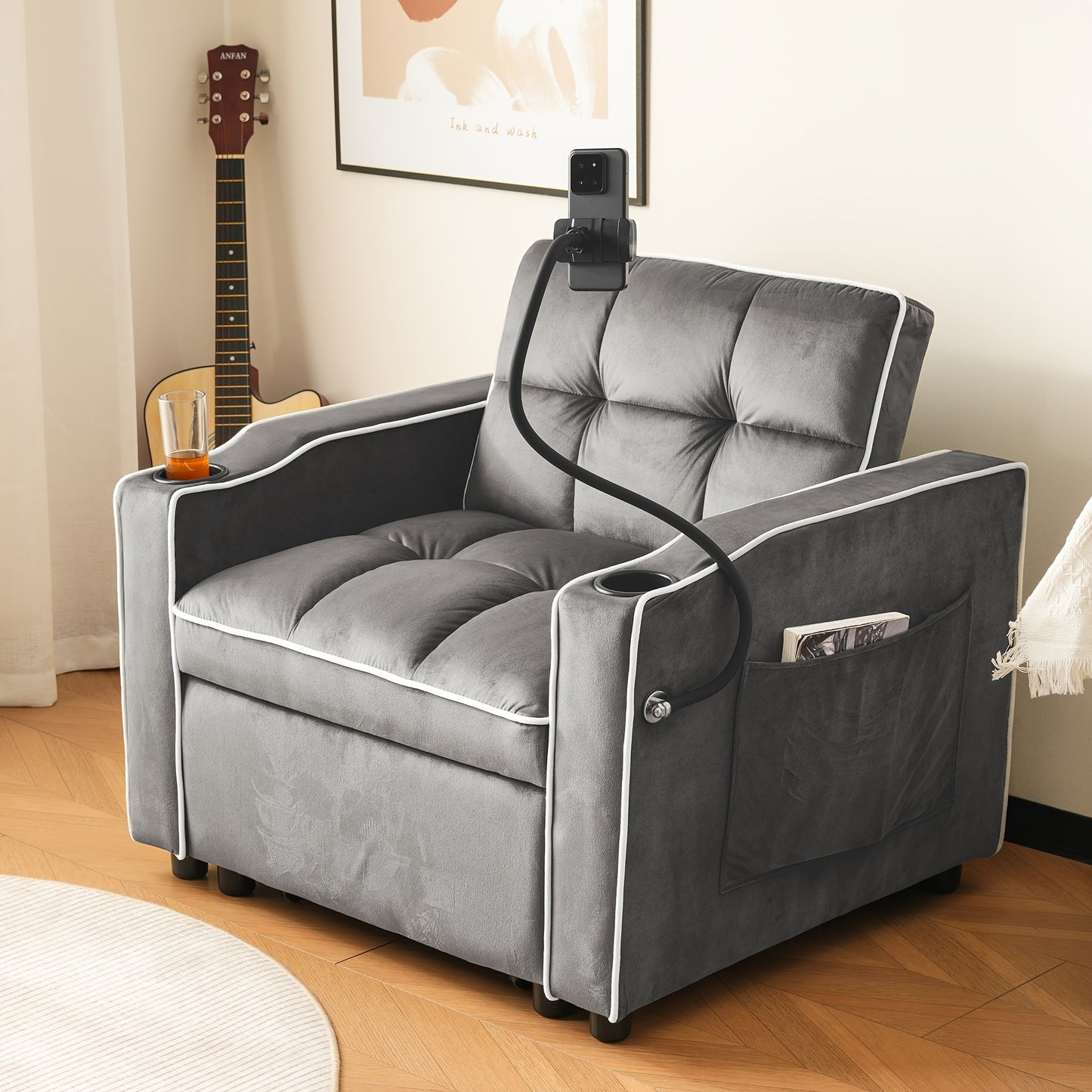 Stoelbed – Sofa Bed – Slaapstoel – Fauteuil – Ligstoel – Multifunctioneel 3-in-1 Design – Compact 83x167x76 cm – Stijlvolle Velvet Bekleding