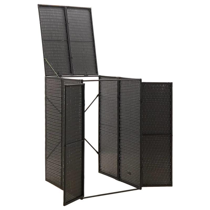 Prullenbak – Afvalbak – Vuilnisbak – Afvalemmer – Pedaalemmer – Zwarte Deksel – 70x80x117 cm – Metaal Met Polyrattan