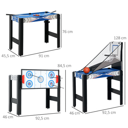 5-in-1 Speltafel – Spel tafel – Speeltafel – Spelbord – Multifunctionele Tafel – Blauw Zwart – Duurzaam MDF en Kunststof – Inclusief Accessoires