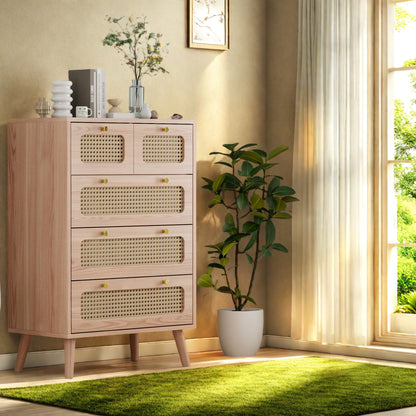 Ladekast – Ladenkast – Kommode – Opbergkast – Dressoir – 5 Lades – MDF Hout – Compact 60x34x91 cm – Natuurlijke Houtkleur