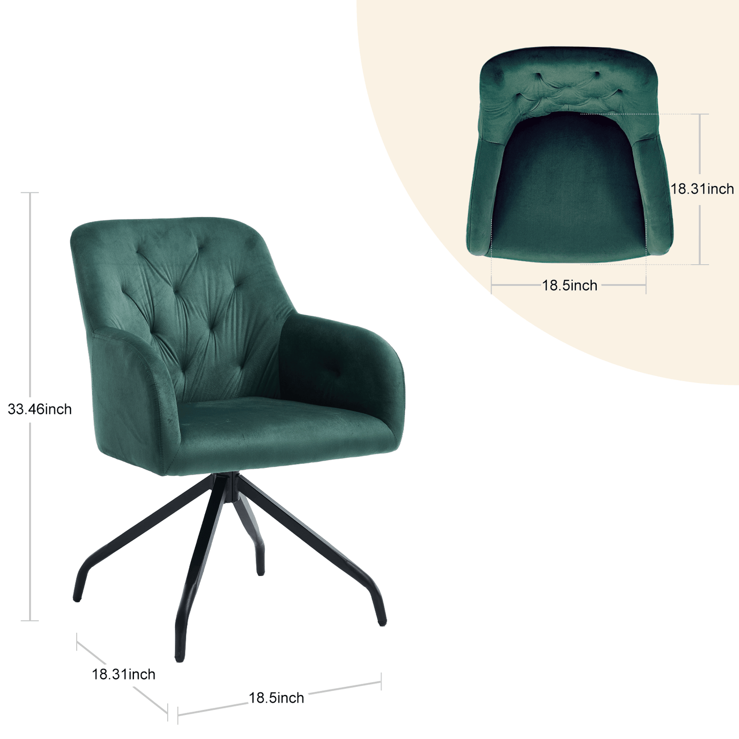 Eetkamerstoel – Stoel – Dining Chair – Keukenstoel – Accentstoel – Mid Century Modern – Fluwelen Zitting – Zwarte Metalen Poot – Set Van 2 – Olijfgroen