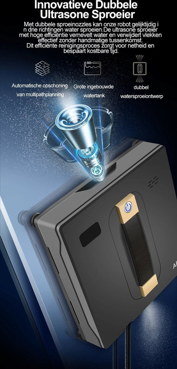 Robot raamreiniger - Dubbele Watersproeier - Slim Geheugen - Hoge Vacuümaanzuiging - Lasersensor - Robot voor het Reinigen van glas - App besturing