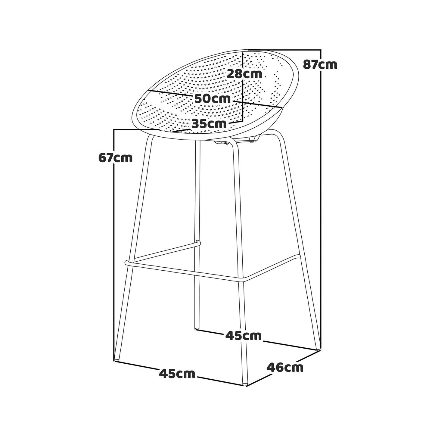 Barkrukken – Krukken – Barstoelen – Zithoogte 75 cm – Set van 4 – Geel – Duurzaam Polypropyleen – Comfortabele Rugleuning en Voetsteun