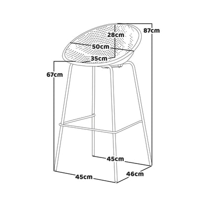 Barkrukken – Krukken – Barstoelen – Zithoogte 75 cm – Set van 4 – Geel – Duurzaam Polypropyleen – Comfortabele Rugleuning en Voetsteun