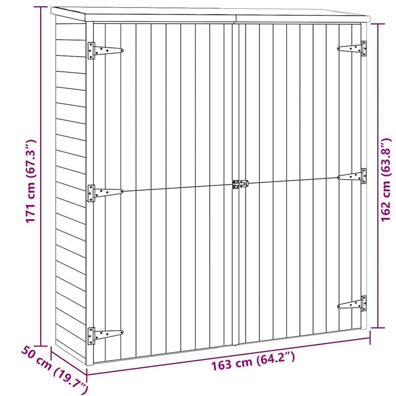 Tuinschuur – Houten Berging – Tuinkast – Tuinopslag – Buitenberging – Massief Vurenhout – Weerbestendig – 163x50x171 cm