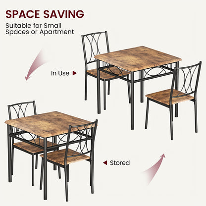 Eettafelset – Eettafel Met Stoelen – Tafel Met Stoelen – Dinerset – Compacte Eettafel – Vierkante Tafel 74x74 cm – Ruimtebesparend Design – Grijze Kleur