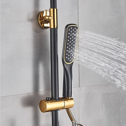 Doucheset – Douchekraan – Regendouche – Handdouche – Douchekop – Thermostatisch – Zwart Goud – Met Zeepbakje – Eenvoudige Installatie