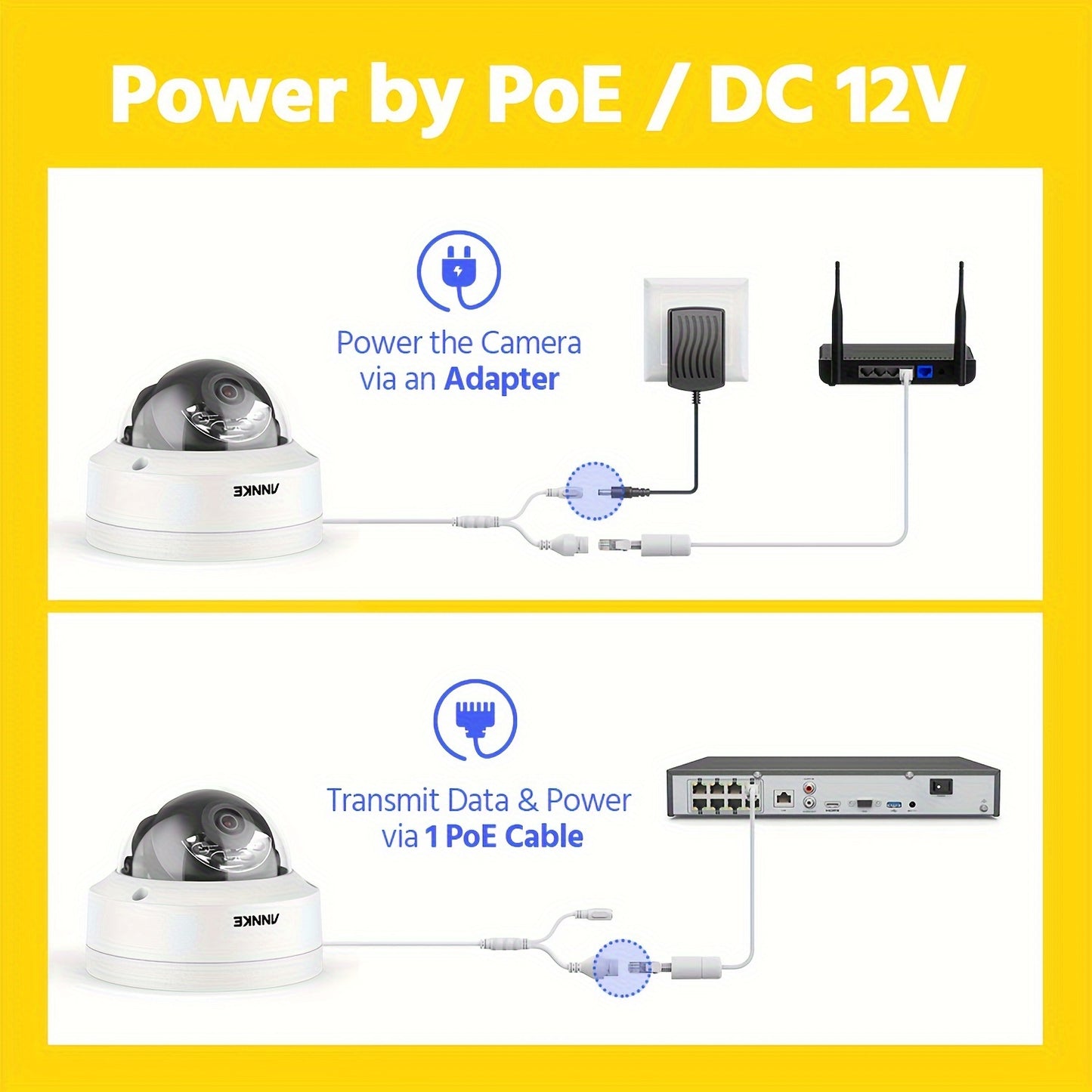 Beveiligingscamera – Camerabewaking – Buitencamera – IP Camera – 4K Ultra HD Resolutie – Dubbel Kleurennachtzicht – Ingebouwde Microfoon – PoE Aansluiting