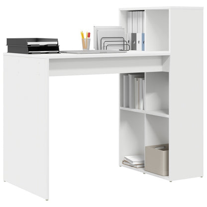 Bureau – Werkplek – Schrijftafel – Computerbureau – Studiebureau – Wit – MDF – Mid-Size – 2 Planken – Ruimtebesparend – Eenvoudige Montage