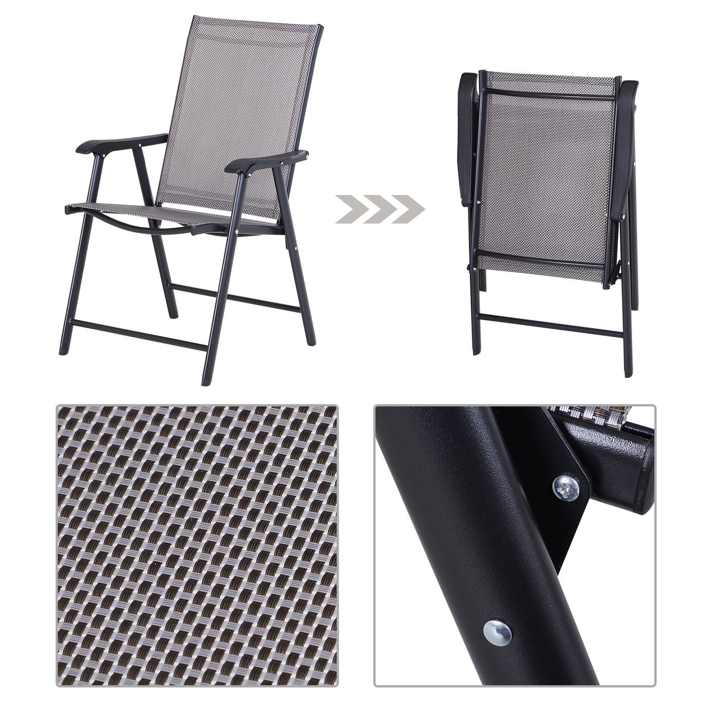 Campingstoel – Klapstoel – Vouwstoel – Kampeerstoel – Visstoel – Met Armleuningen – Stevig Metalen Frame – 58 x 64 x 94 cm – Grijs – Set Van 2