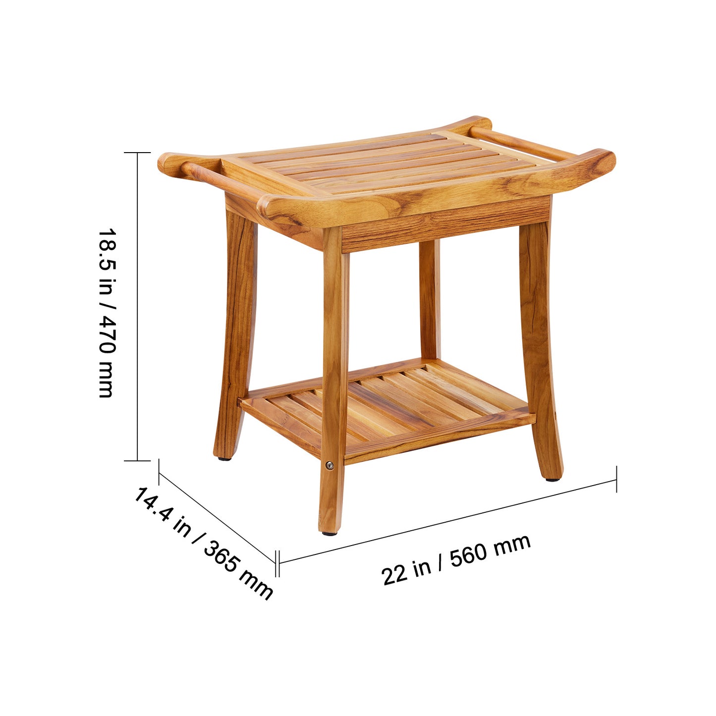 Douchebank – Douchezitje – Douchekruk – Badkamerbank – Zitbank – Massief Teak Hout – Waterbestendig Met Antislip Voeten – Draagvermogen Tot 136 Kg
