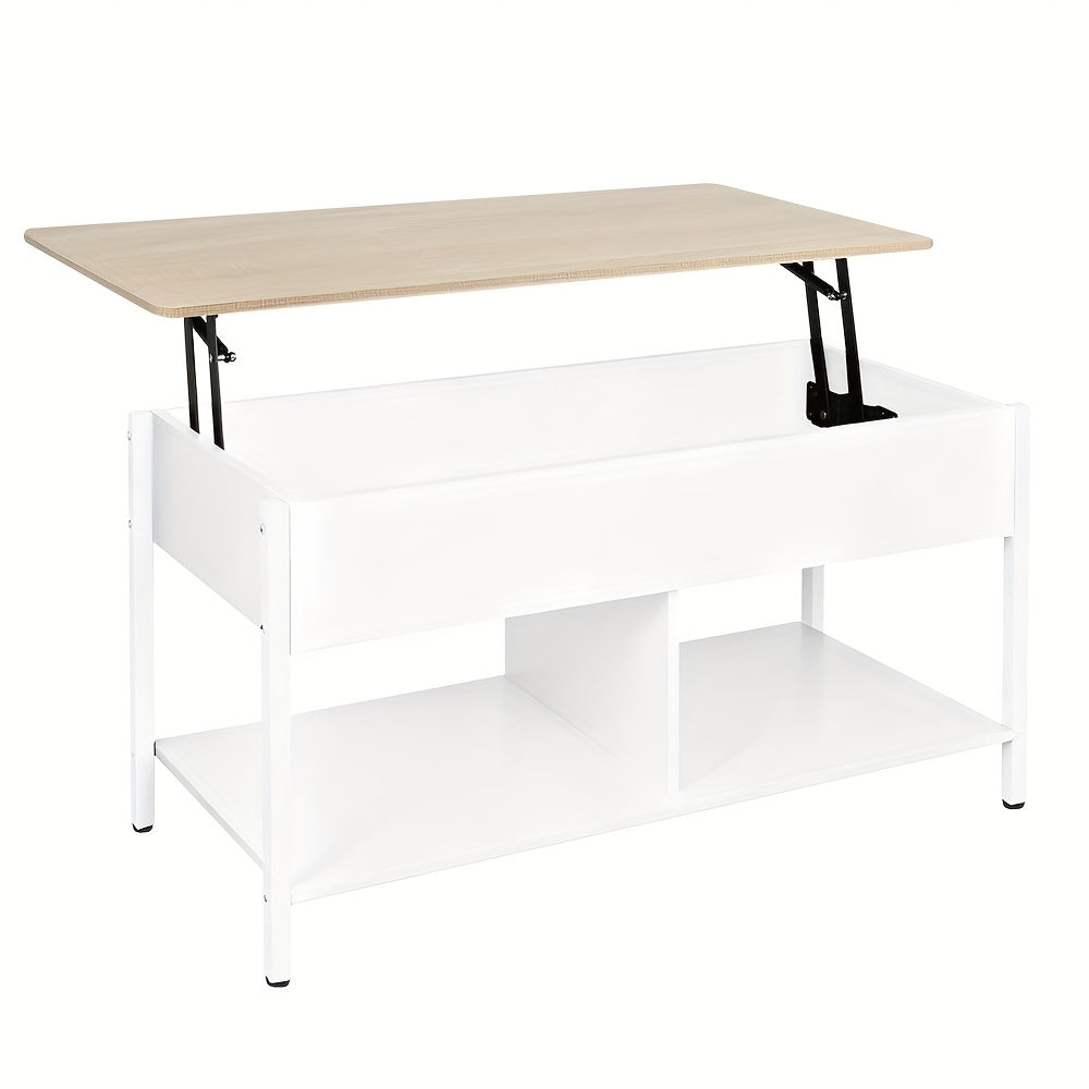 Salontafel Verstelbaar – Bijzettafel – Koffietafel – Hoogte Verstelbaar – Woonkamertafel – Multifunctioneel – Met 3-lagen Opbergruimte – Modern Europees Design – 90x48x62 cm – Sterk en Ruimtebesparend