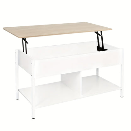 Salontafel Verstelbaar – Bijzettafel – Koffietafel – Hoogte Verstelbaar – Woonkamertafel – Multifunctioneel – Met 3-lagen Opbergruimte – Modern Europees Design – 90x48x62 cm – Sterk en Ruimtebesparend