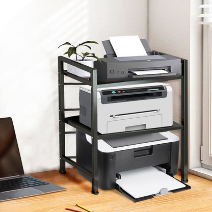 Uittrekbare Keukenkast – Keukenrek – Magnetronrek – Opbergrek – Dubbeldeks Kast – Vrijstaand – Stevig Metaal – Compact Design 64x36,5x78 cm – Witte Afwerking