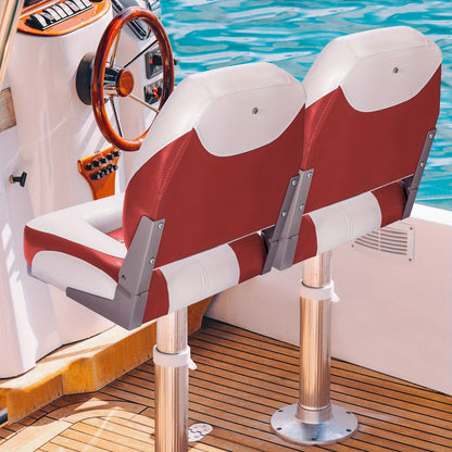 Bootstoel – Bootstoel Klapstoel – Inklapbare Bootstoel – Bootstoelen Set – Boot Zitstoel – Inklapbaar Design – Waterbestendig PVC & 11cm Schuimvulling – Rood/Wit 2 Stuks Set